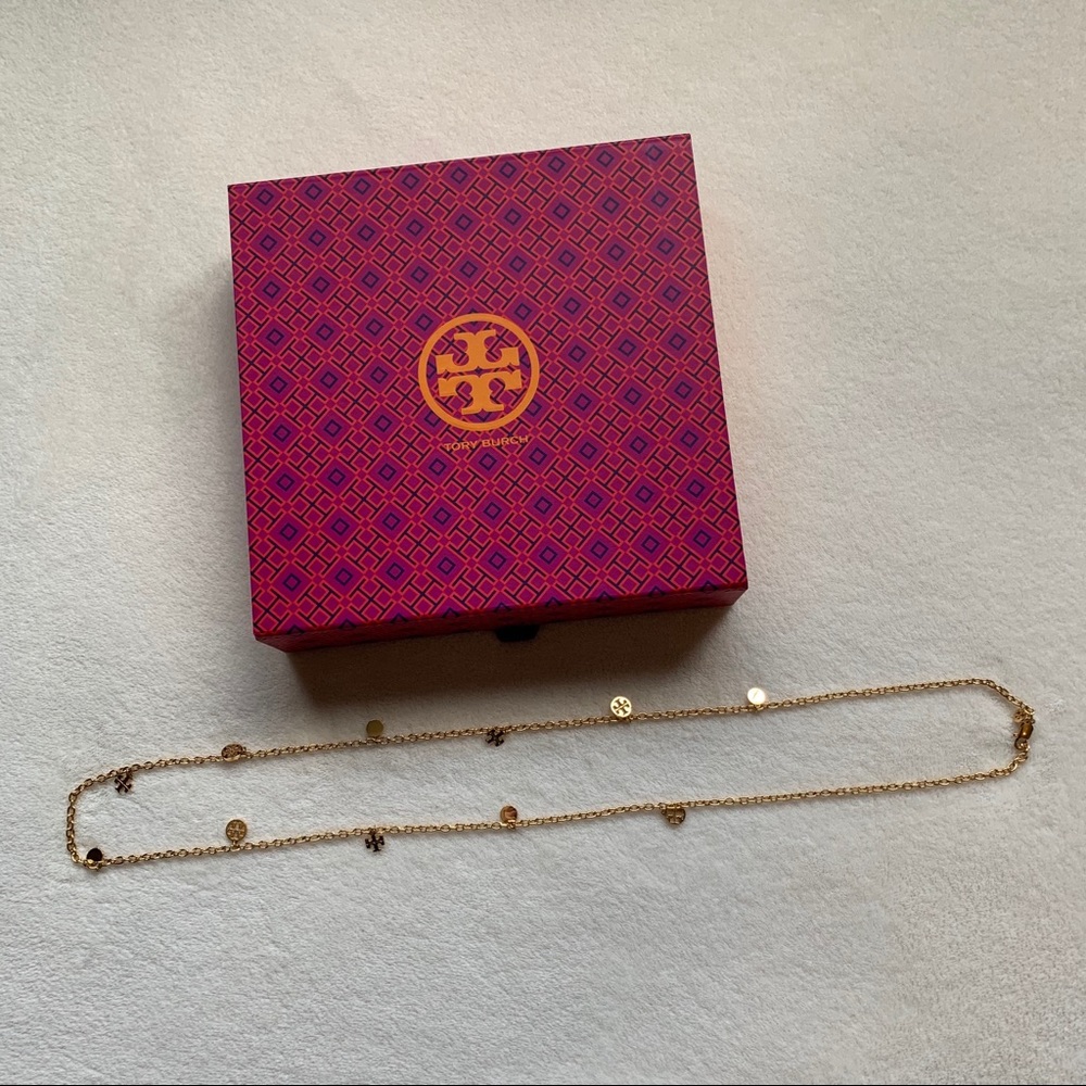 Tory Burch Gold Logo Charm Necklace - Picture 4 of 5
